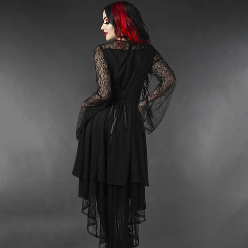 BLACK LACE ASYMMETRICAL DRESS