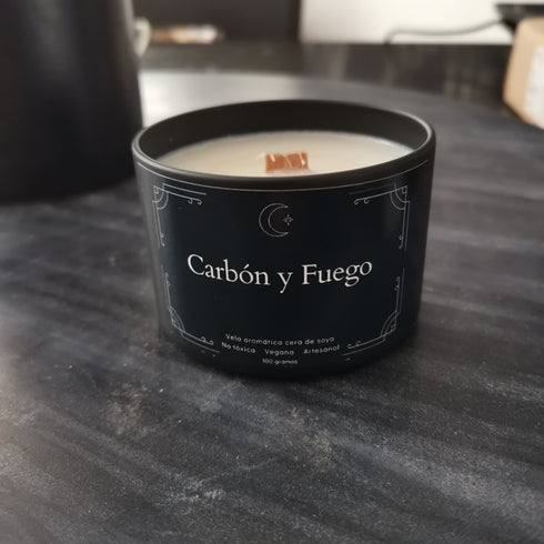 Vela Aromática - Carbón y Fuego - Colección Noche Eterna