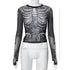Skeleton Mesh Crop Shirt