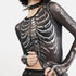 Skeleton Mesh Crop Shirt