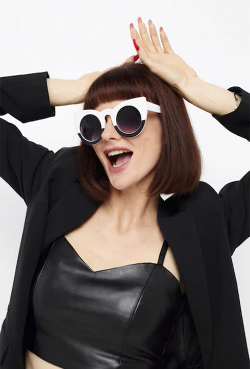 Big Cat Eyes Sunglasses - White