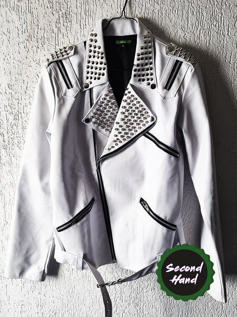 Chamarra Punk Blanca con Estoperoles