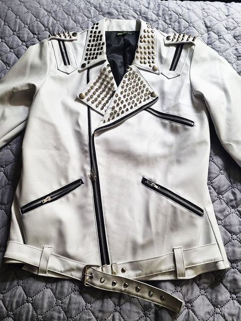 Chamarra Punk Blanca con Estoperoles