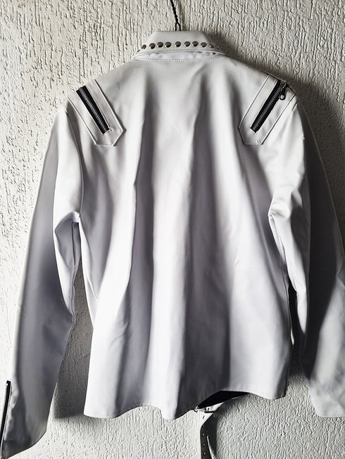 Chamarra Punk Blanca con Estoperoles