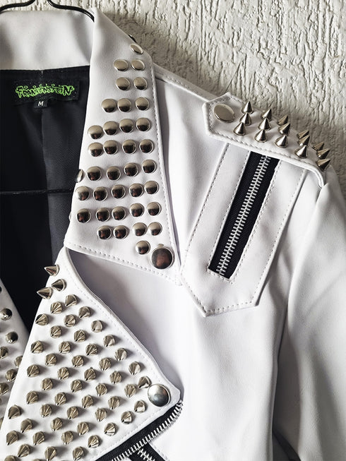 Chamarra Punk Blanca con Estoperoles