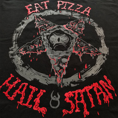 EAT PIZZZA HAIL SATAN T-SHIRT