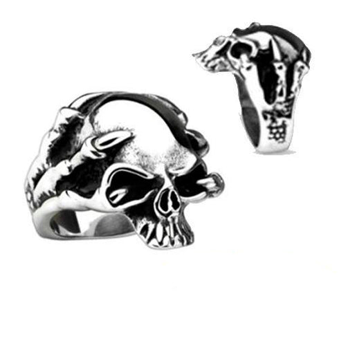 Anillo cráneo y garra de dragón