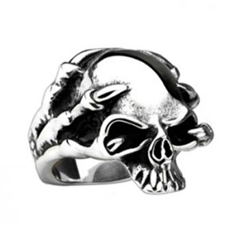 Anillo cráneo y garra de dragón