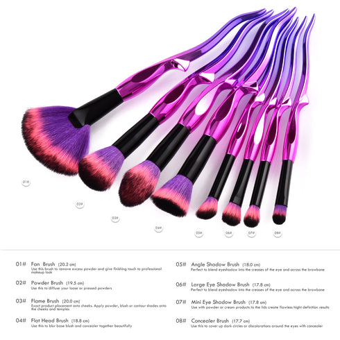 Pro Set Cosmetic Makeup Brushes 10pcs - Pink