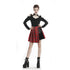 Punk red big pin pleated plaid skirt KW135RD