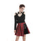 Punk red big pin pleated plaid skirt KW135RD