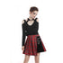 Punk red big pin pleated plaid skirt KW135RD