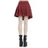 Punk red big pin pleated plaid skirt KW135RD