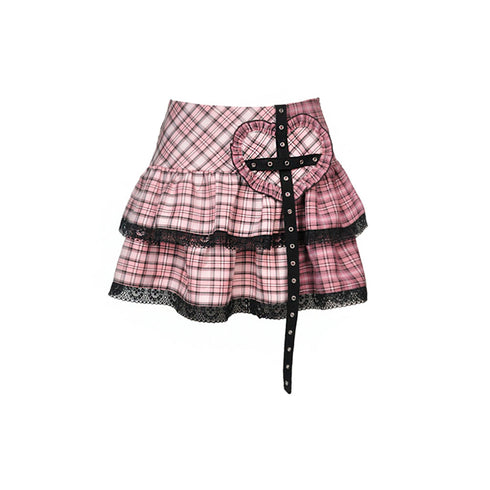 Millennium hottie metal rock heart pink gird skirt KW189