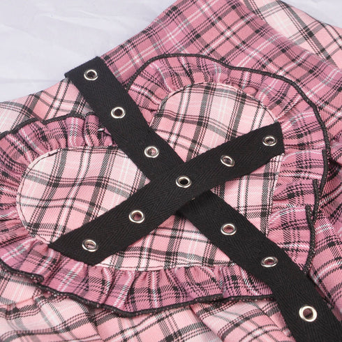 Millennium hottie metal rock heart pink gird skirt KW189