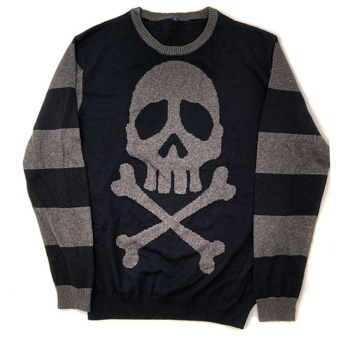 Harlock Skull Grey Striped Sweater Unisex